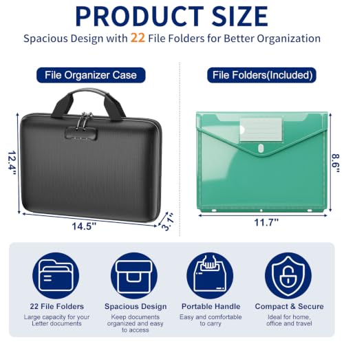 Hard-Shell File Folder Box with Zipper for Documents