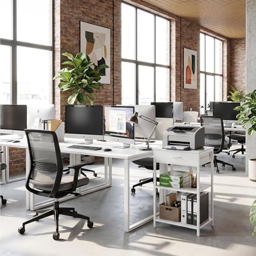 3-Tier Industrial Sturdy Under Desk Printer Cart with Open Storage