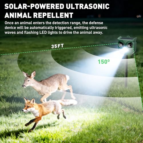 Waterproof Deterrent Device for Cats Squirrels Deer Raccoons Skunks - Garden Yard Farm Protectio