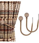 KAMANINA Curtain Holdbacks 2pcs,Imitation Wood Curtain Tiebacks Wall Mounted Curtain Hooks, Holde...