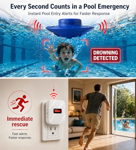 Zero Installation Water Alarm with Adjustable Sensitivity for Kids and Pets Safety (Blue)