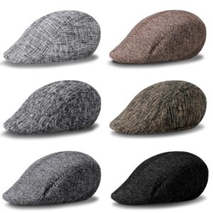 Newcotte Newsboy Cap for Men Classic Herringbone Tweed Flat Cap Irish Beret Hat for Cabbie Driving Hunting
