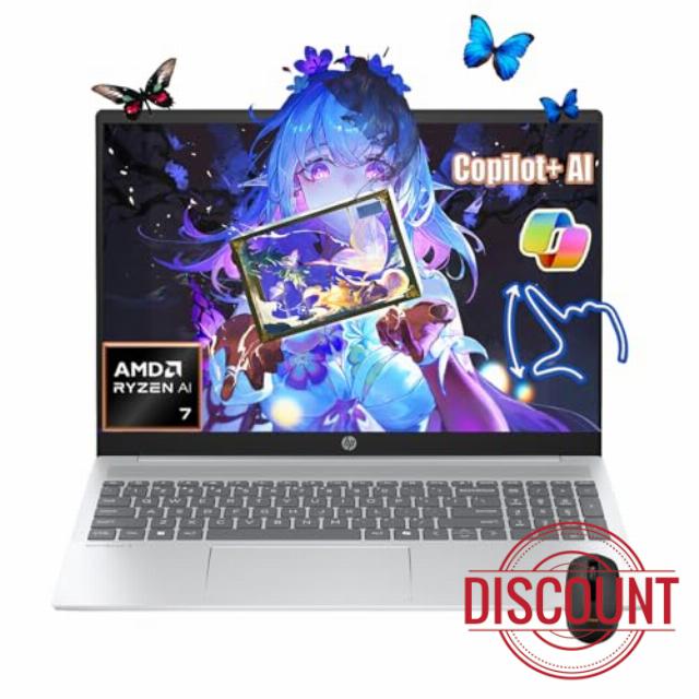 HP 2025 Business AI Laptop | 16" 2K(1920 x 1200) Touchscreen | AMD Ryzen AI 7 350 | 16GB RAM