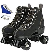 XUDREZ Roller Skates Adjustable Soft Leather High-top Roller Skates Four-Wheel Roller Skates Fun ...