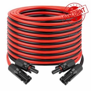 Solar Extension Panel Cable - 10AWG 50FT Tinned Copper Red & Black Parallel 10 Gauge PV Wire with Solar Connectors Weatherproof Photovoltaic Wire for RV