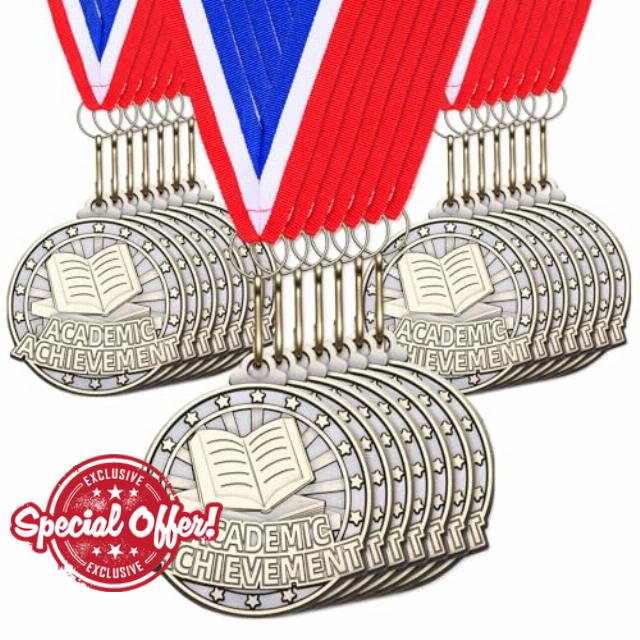 Quelay 30 Pcs 2'' Gold Medals for Awards Winner Bulk with Neck Ribbons Metal Trophy Award Prize Gift for Kids Students Adults School Graduation Participation Competitions