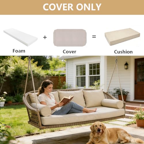 6-Piece Set | Waterproof & Fade-Resistant Cover for Outdoor Wooden Hammock Mattress Cover + 3 Back Bolster Cushion Slipcovers