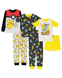 Pokémon Boys' 6-piece Snug-fit Cotton Matching Pajama Set