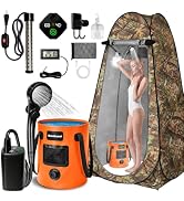 Portable Shower with Heater, Pop Up Camping Shower Privacy Tent Kit with LED Lights, 6000mAh Rech...