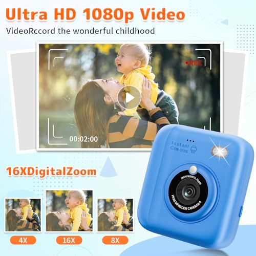 Portable Toy for 4 5 6 7 8 9 10 Year Old Girl with 32GB SD Card,Blue