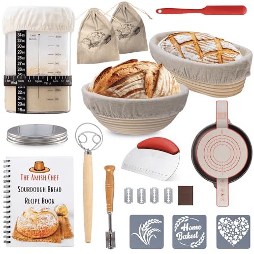 Glass Sourdough Starter Jar Kit & Tons of Sourdough Bread Baking Supplies - Sourdough Starter Kit Includes Sourdough Jar