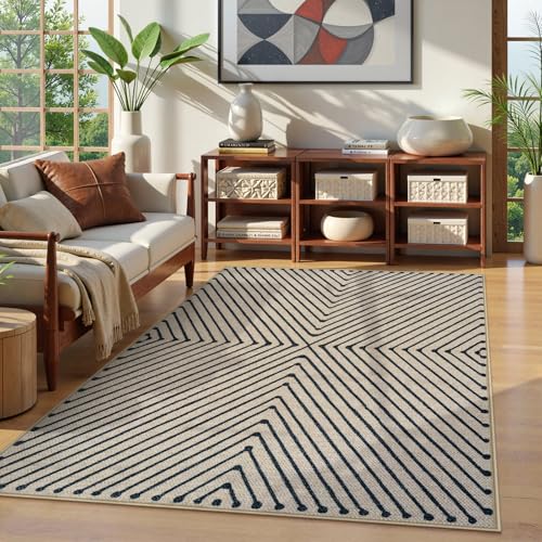 Black/Neutral Large Washable Area Rugs for Living Room Non Slip