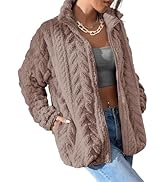 Dokotoo Winter Fleece Jacket for Women 2025 Zipper Stand Collar Casual Coats with Pockets