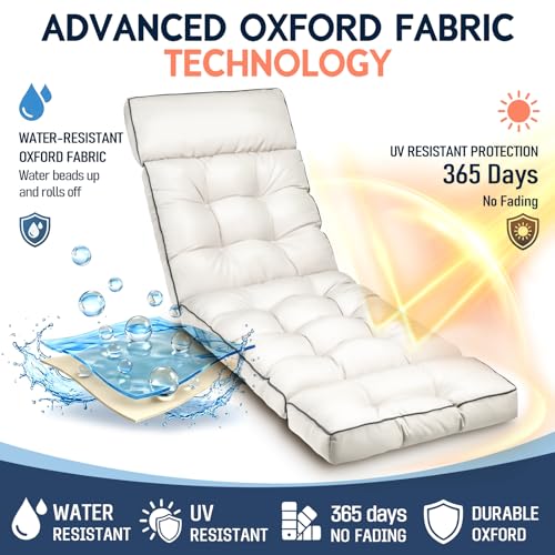 Water-Repellent Replacement Long Chair Cushion (Antique White)