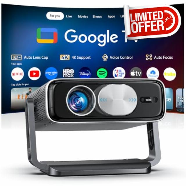 Smart 4K Projector [Bundled with Google TV Stick] with WiFi and Bluetooth