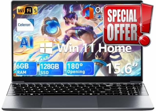 15.6'' AI Laptop with Office 365