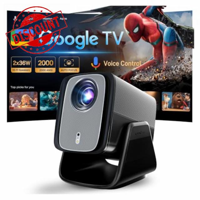 Smart Projector [Google TV Licensed&Voice Control] 2000 ANSI Native 1080P 4K Support
