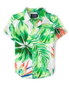 The Children's Place Baby Boys' and Toddler Poplin Short Sleeve Button Down Shi