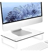 Clear Glass Computer Monitor Riser / Triangle Desktop Universal Corner Stand for Computer Monitor...