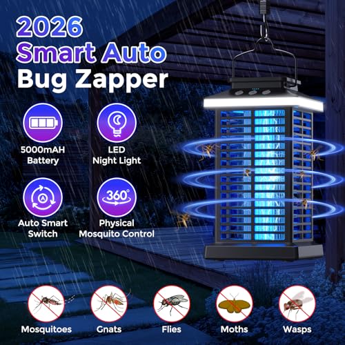 4000V Cordless Waterproof Mosquito Zapper for Outside