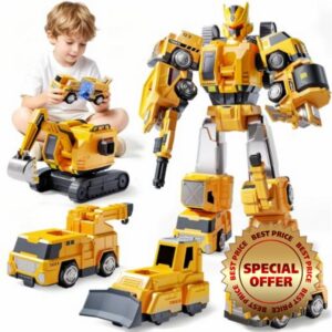 5-in-1 Construction Truck Toys for 3 4 5 6 Year Old Boys