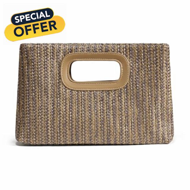 CHUNLI Chic Straw Clutch Purses for Women with Top Handle Summer Bag
