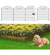 10 Panels No Dig Tall Garden Fence Panel – 28" H X 19.6' L Rustproof Metal Dog Fence Outdoor for ...