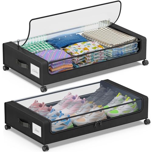 2-Pack Under Bed Storage Containers with Clear Lids