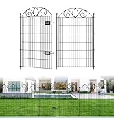 10 Panels No Dig Tall Garden Fence Panel – 44" H X 23.6' L Rustproof Metal Dog Fence Outdoor for ...