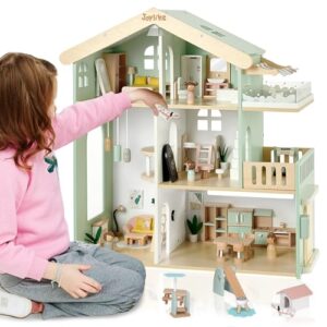 Joylike Wooden Dollhouse for Kids