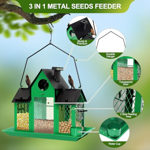 Cardinal Birdfeeder Birdhouses Gift for Bird Lovers (Green)