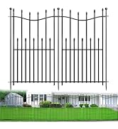 10 Panels No Dig Decorative Garden Fence with Gate, 32in(H) × 22ft(L) Heavy-Duty Rustproof Metal ...