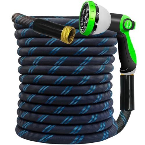 NON-EXPANDABLE Heavy-Duty Flexible & Lightweight Water Hose with 10-Function Nozzle