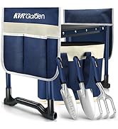 Garden Stool & Kneeler 7-Piece Set with 3 Aluminum Tools, Double-Layer Tote Bag & 2 Side Pouches ...