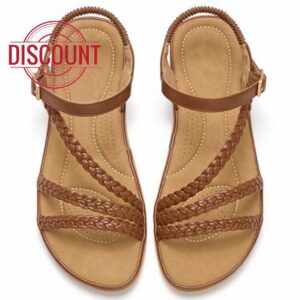 Aomigoct Dressy Sandals Women Summer: Soft Cushioned Strappy Flat Sandal for Womens - Non-Slip Casual Comfortable Walking Woman Shoes