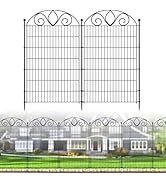 10 Panels No Dig Tall Garden Fence with Gate – 44" H X 23.6' L Rustproof Metal Dog Fence Outdoor ...