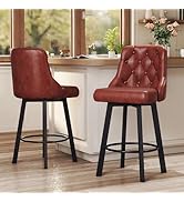 ralex-chair Swivel Barstools Set of 2, 26’’H Modern Counter Height Barstool with Metal Legs,Faux ...
