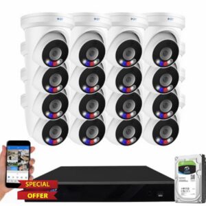 GW Security 32 Channel NVR UltraHD 12MP 4K @30FPS Face/Human/Vehicle Detection PoE Security Camera System with 16 x 12MP (4512x2512) IP Microphone Outdoor & Indoor AI Dome Cameras