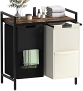 Huhote Laundry Hamper, double Laundry Basket, Laundry Sorter with Top Shelf & 2 Removable Washabl...