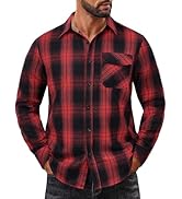 COOFANDY Mens Flannel Shirts Long Sleeve Button Down Shirt with Pocket Casual Plaid Shirts