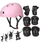Besmall Kids Skateboard Skates Helmet and Pads for Ages 8-14,Child Bike Helmet Kids Protective Ge...