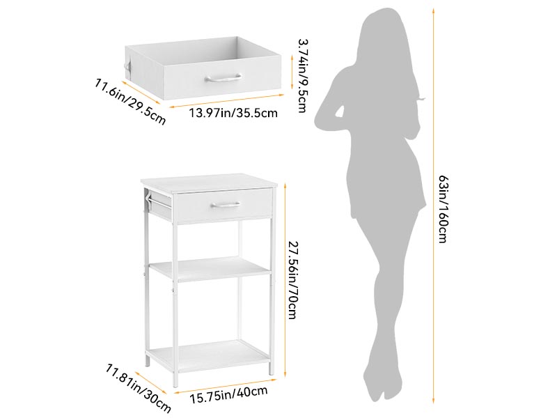 Tall Printer Stand with Fabric Drawer