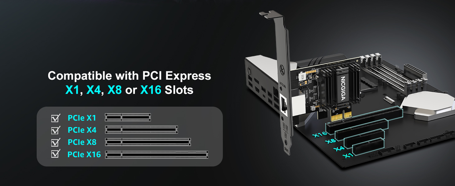 NICGIGA 10G PCIe 4.0 x1 Network Card, Realtek RTL8127 Ethernet Adapter.