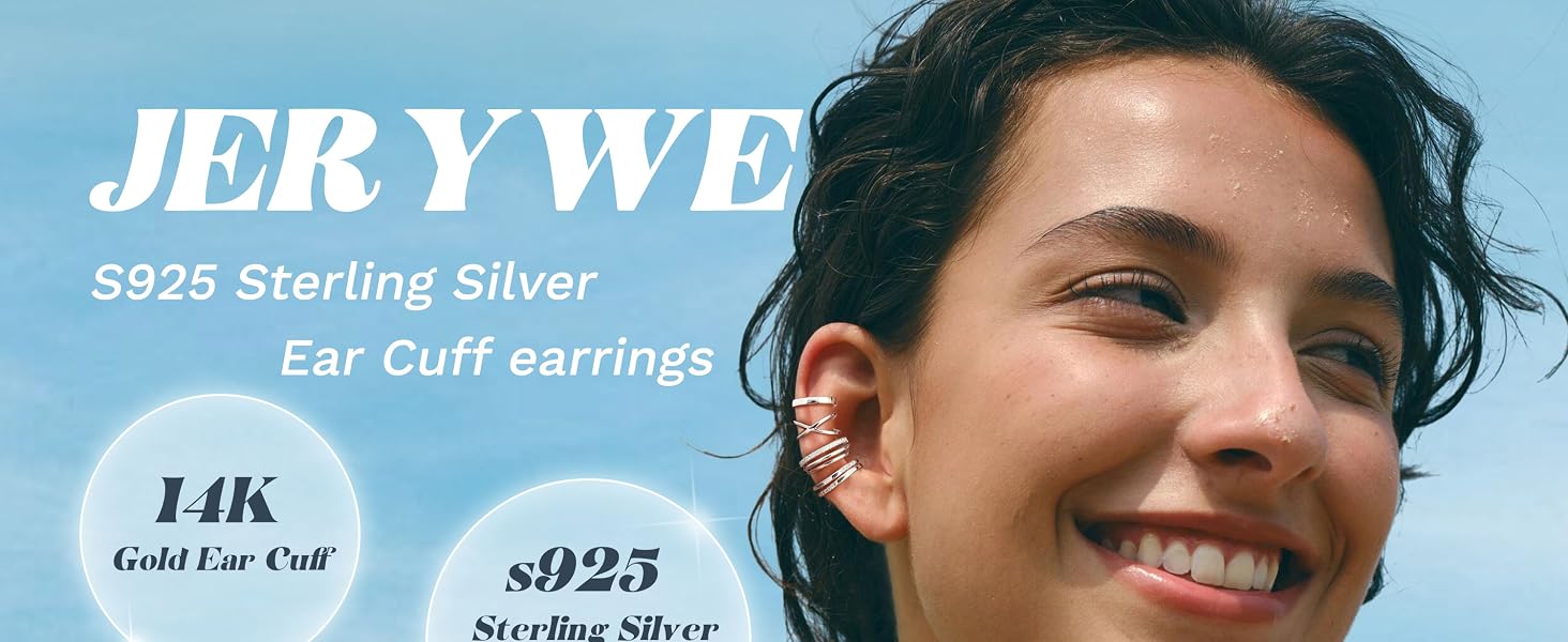 925 Sterling Silver Ear Cuff for Women Non Piercing Adjustable Ear Cuff