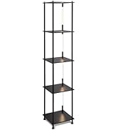 Brightech Maxwell - Modern Shelf Floor Lamp with Lamp Shade and LED Bulb - Corner Display Floor L...