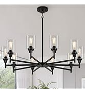 LIGHTDAMY 3 Lights Black Chandeliers for Dining Room Light Fixture Over Table, Entryway Chandelie...
