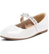 K KomForme Girl Toddler/Little Kid/Big Kid Ballet Flats Pearl Rhinestone Mary Jane Slip-on Party ...