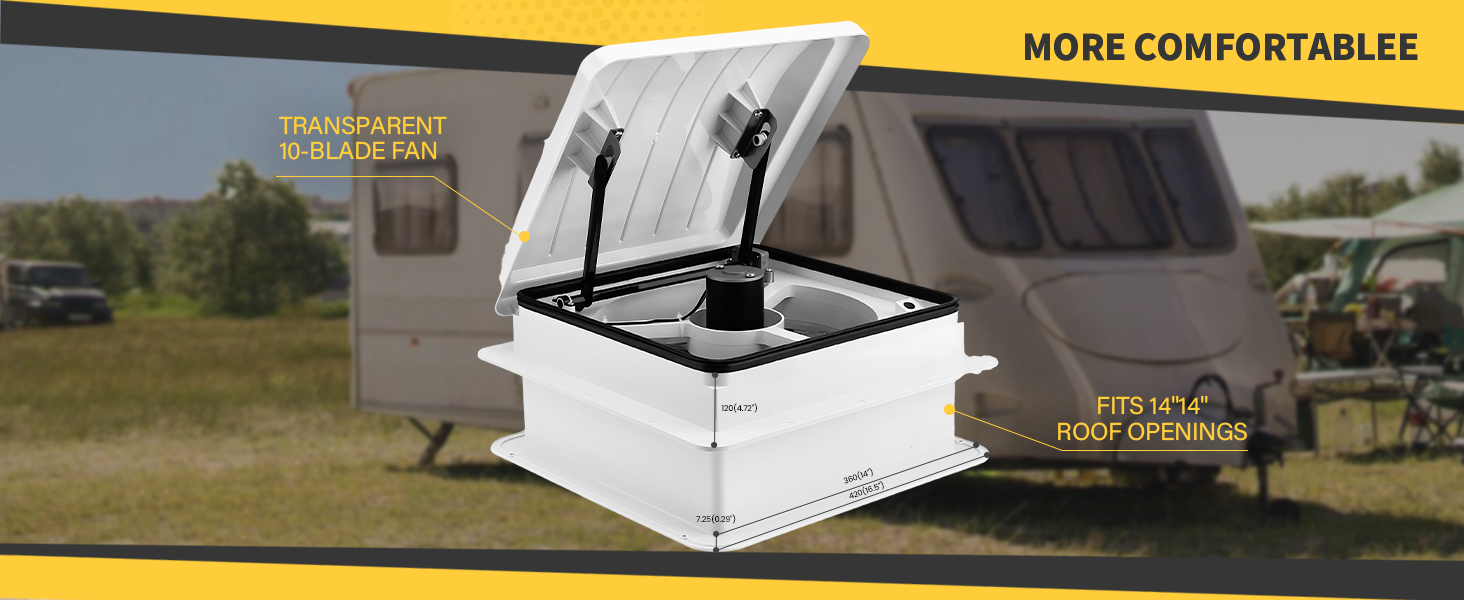 Trailer Roof Vent Fits 14“14” Roof Openings