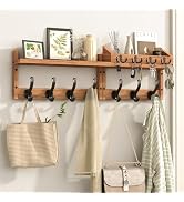 Evermagin 35" Coat Rack Wall Mount with Shelf, 4 in 1 Coat and Key Hanger with 13 Metal Hooks, En...