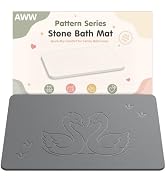 AWW Stone Bath Mat, Diatomaceous Earth, Dog Pattern, Grey | Quick-dry diatomaceous earth, One-pie...